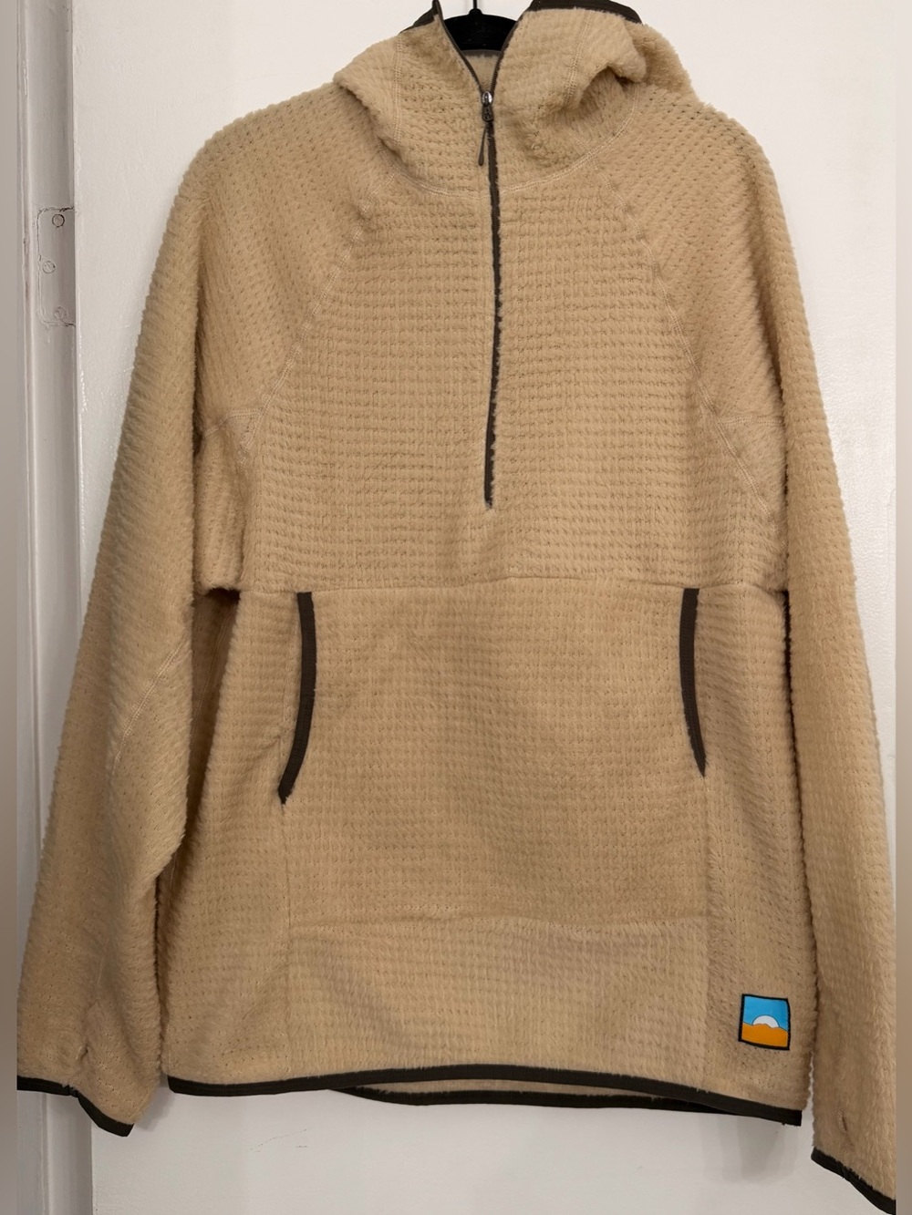 Senchi Designs A120 Half Zip Pocket Hoodie Tan Size Medium